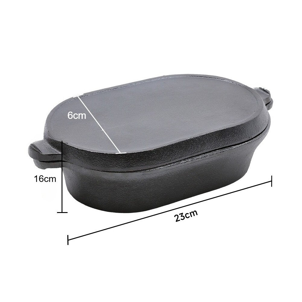 Home 2 In 1 Cast Iron Pot Dutch Oven Stew Pot Skillet Fry Lid Camping Pan Pot UK