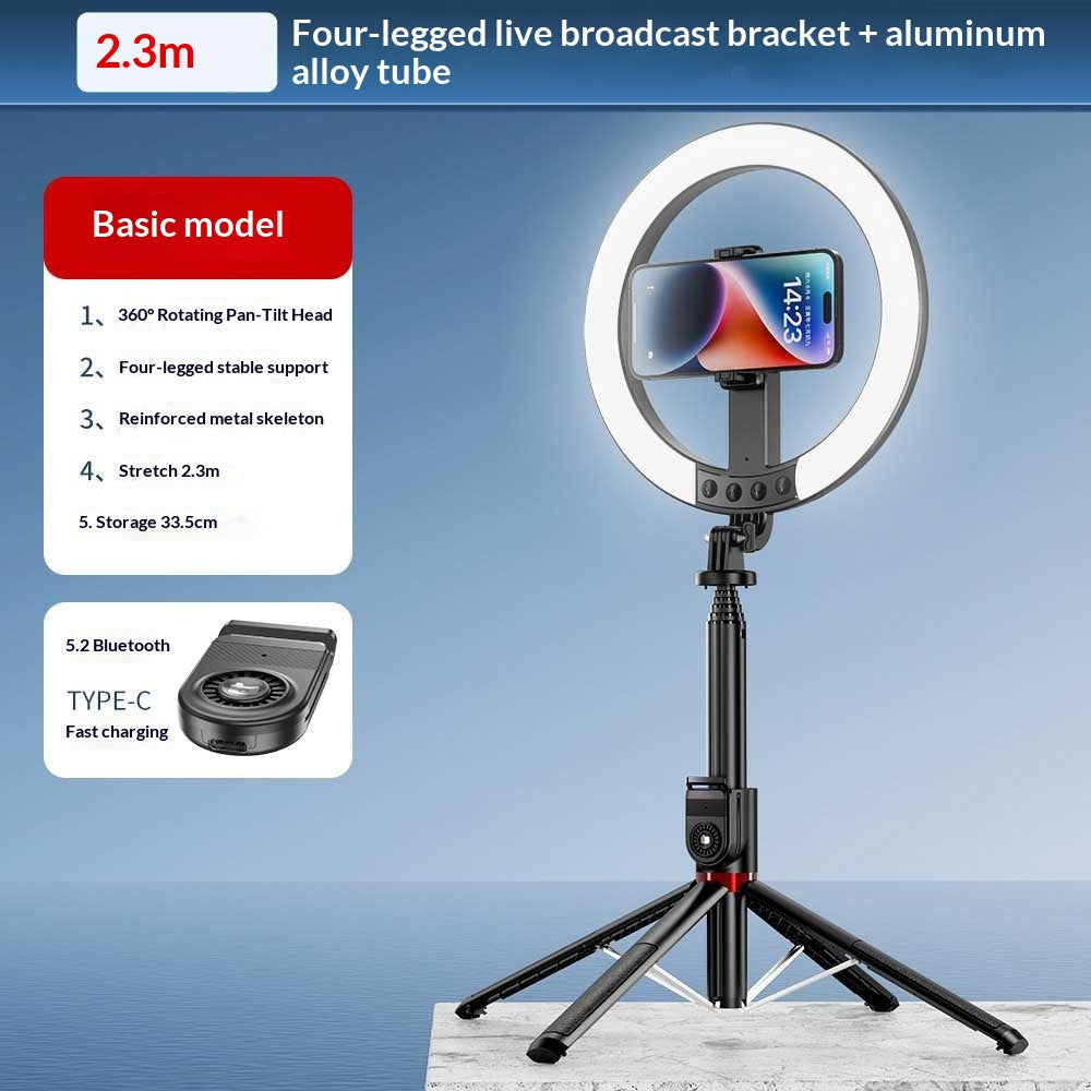 Extended Selfie Stick With Beauty-enhancing Fill Light And Stand