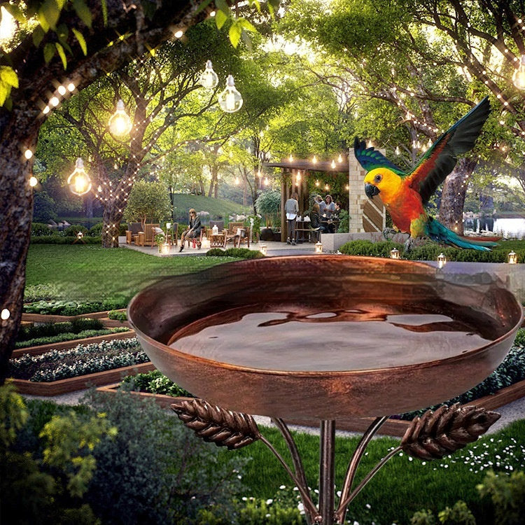 Retro Iron Art Decorative Bird Feeding Watering And Bathing Basin