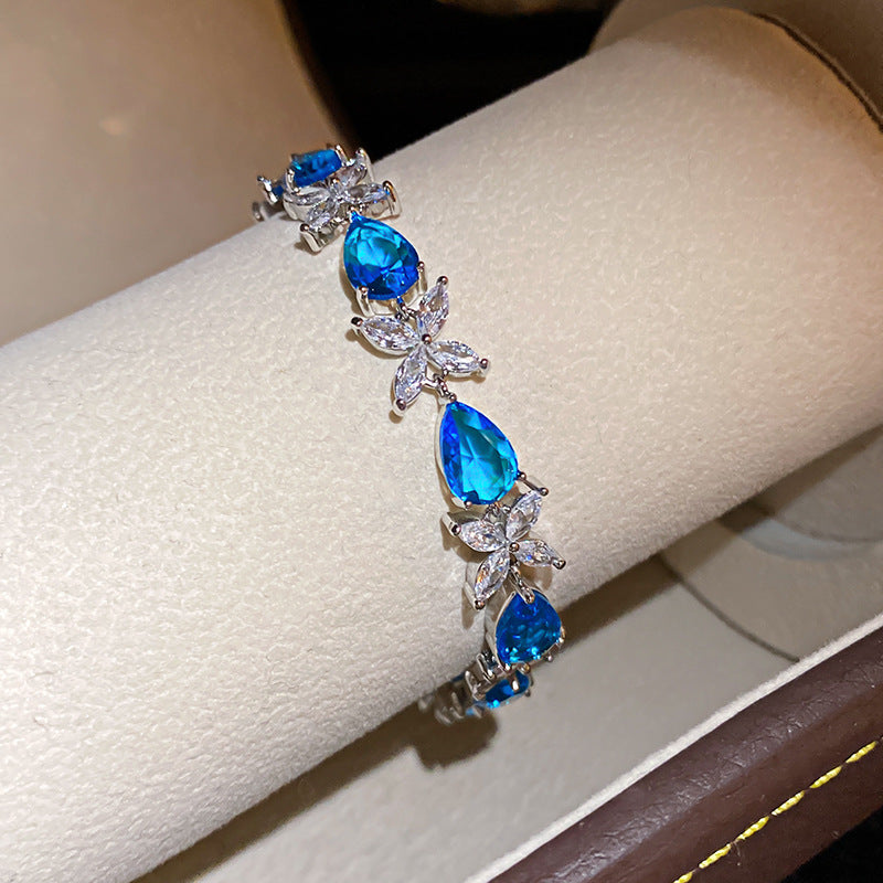 Ins Style Korean Rhombus Zirconia Bangle Minimalist Bracelet Ethereal Elegant Fashion Hand Jewelry