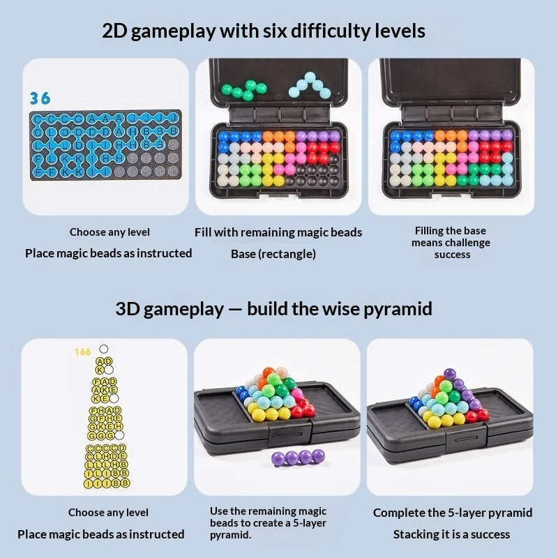 Smart Magic Bead Challenge Pyramid Puzzle For Kids Training
