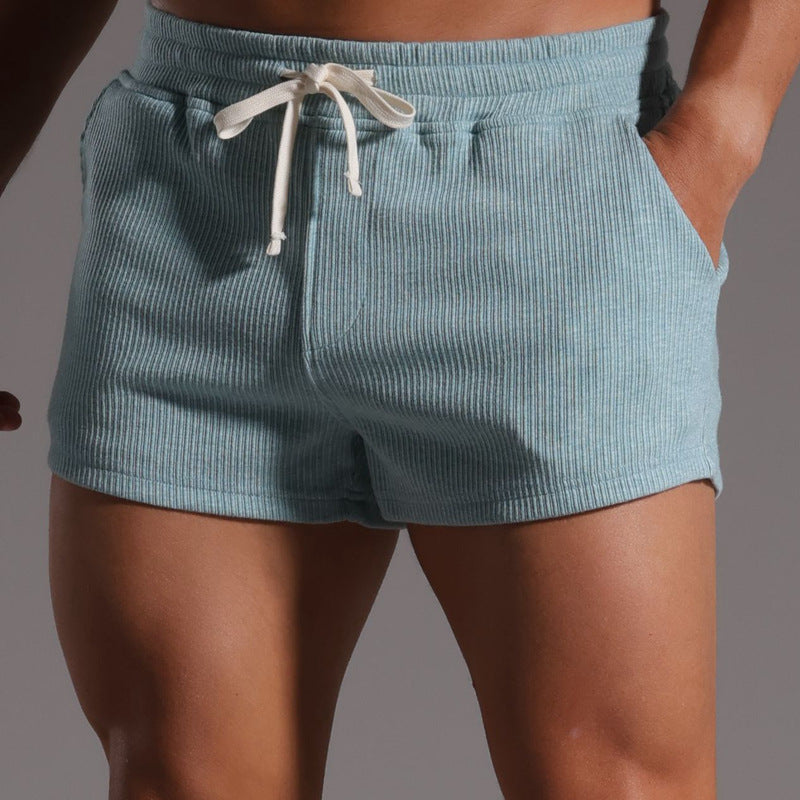 Mens Super-Short Vertical-Stripe Shorts Cozy For Home Wear