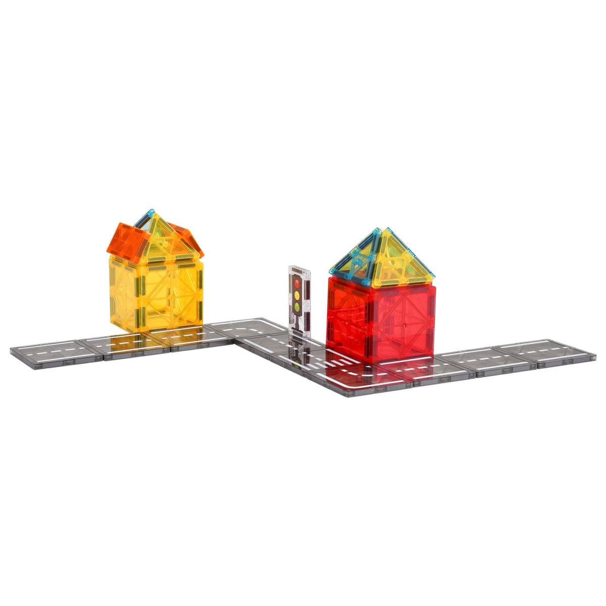 Magnetic Tiles, 56 PCS Magnetic Road Building Blocks For Kids, Magnet Building Set With Storage Bag, STEM Sensory Educational City Construction Stacking Toys Gift For Toddlers Boys Girls Aged 3+