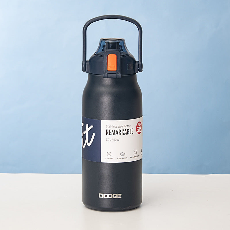 Large-Capacity Sports And Fitness Insulated Water Bottle With Straw