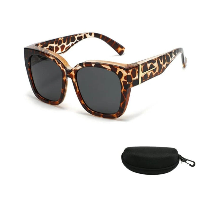 Korean-style Oversized Myopia Glasses With A Leopard Print For A Premium Look