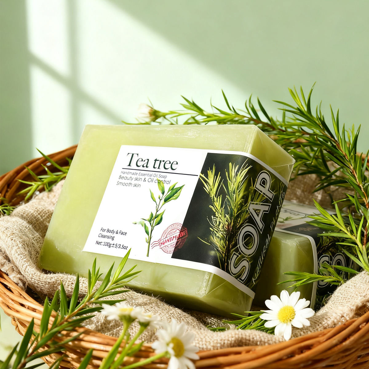 Tea Tree Essential Oil Handmade Soap For Cleansing And Oil Control