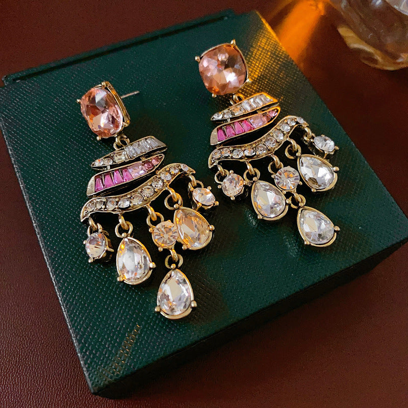 Butterfly Flower Design Zircon Earrings - Elegant Nature Inspired Stud Earrings For Women, Luxury Fashion Jewelry