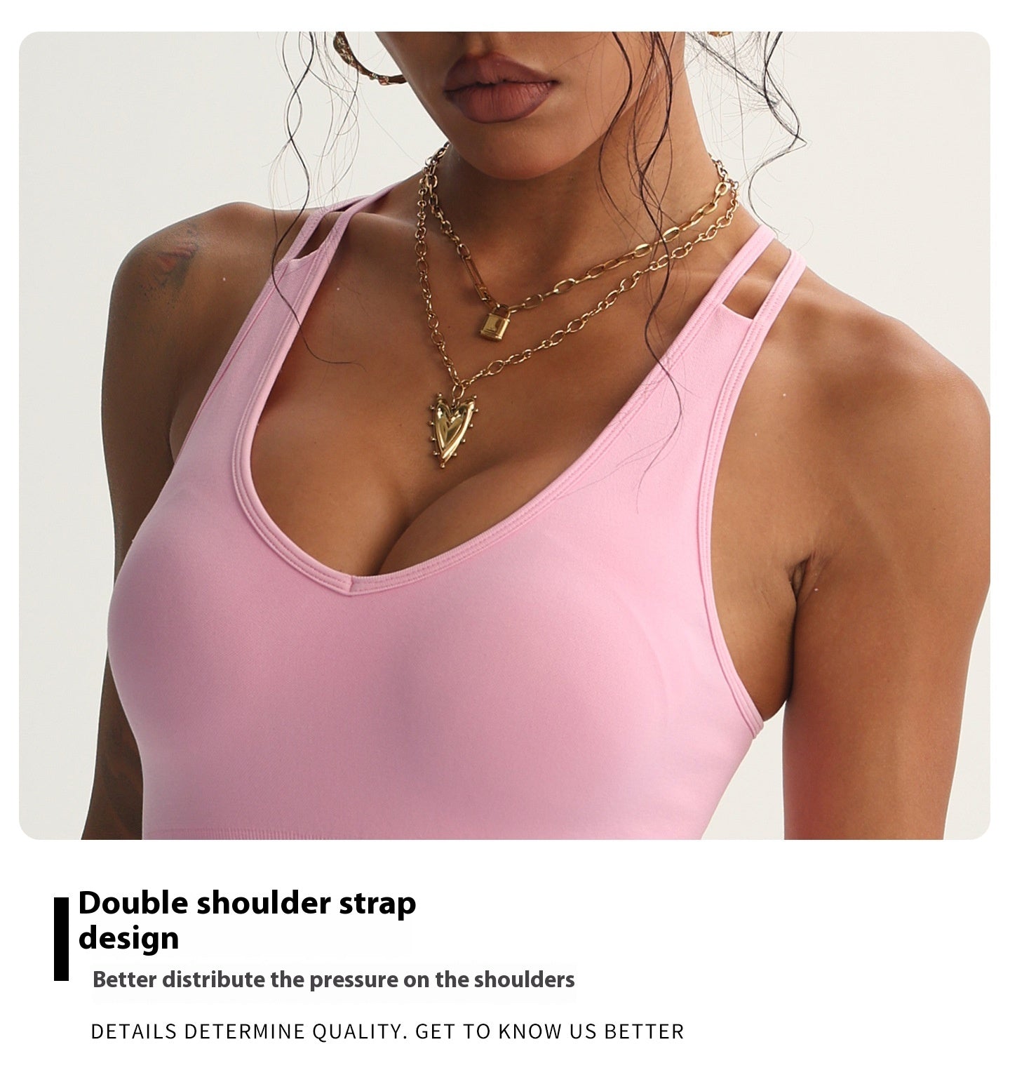 Peach Heart Cross Beauty Back Yoga Bra Sports