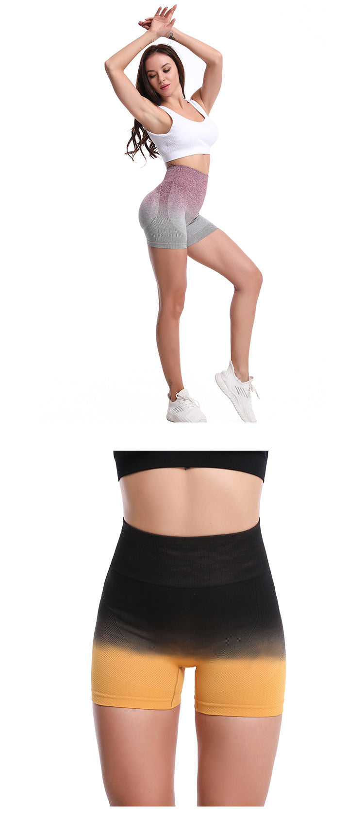 Best Seller In Europe And America New Peach Hip Raise Yoga Pants Hanging Dyed Gradient High Waist Shorts Sports Yoga Pants