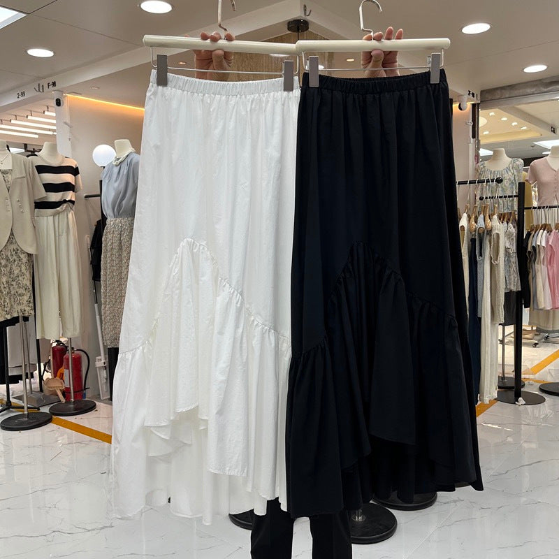 Ruffled Asymmetrical Skirt Womens Korean Style