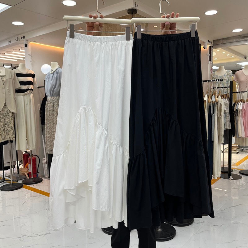 Ruffled Asymmetrical Skirt Womens Korean Style