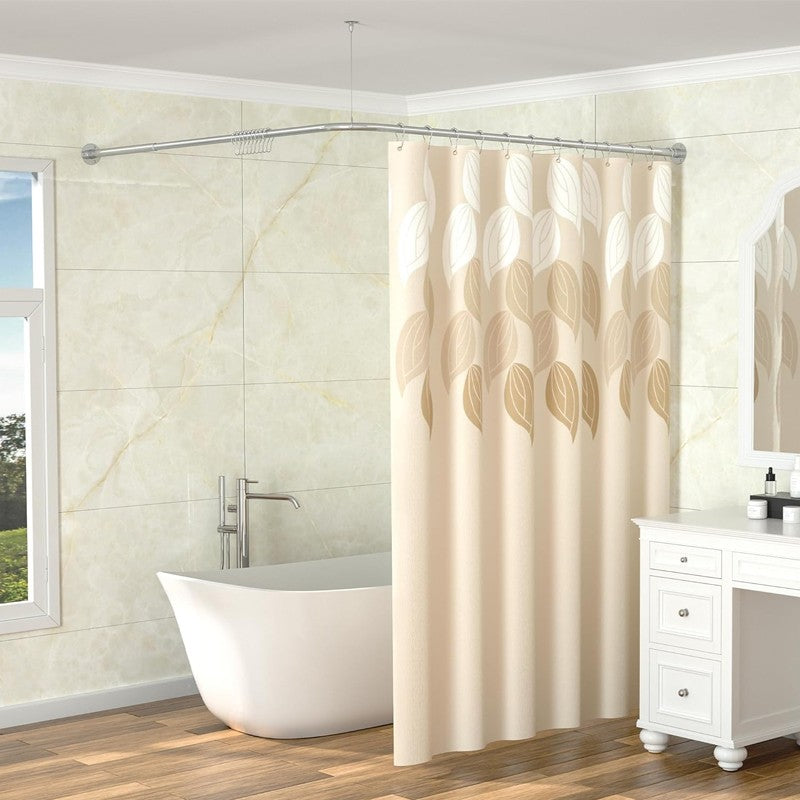 L Shape Shower Rail Rods Curtain Rod Wall Mounted Curved Bath Pole For Bathroom
