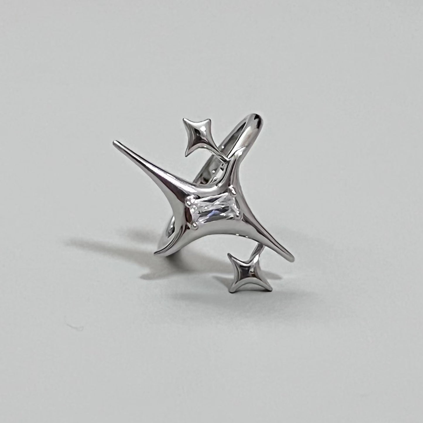 Niche Design Star Couple Rings, Korean INS Style, Zircon Inlaid Letter Texture Ring, Fashion Personality Ring For Men