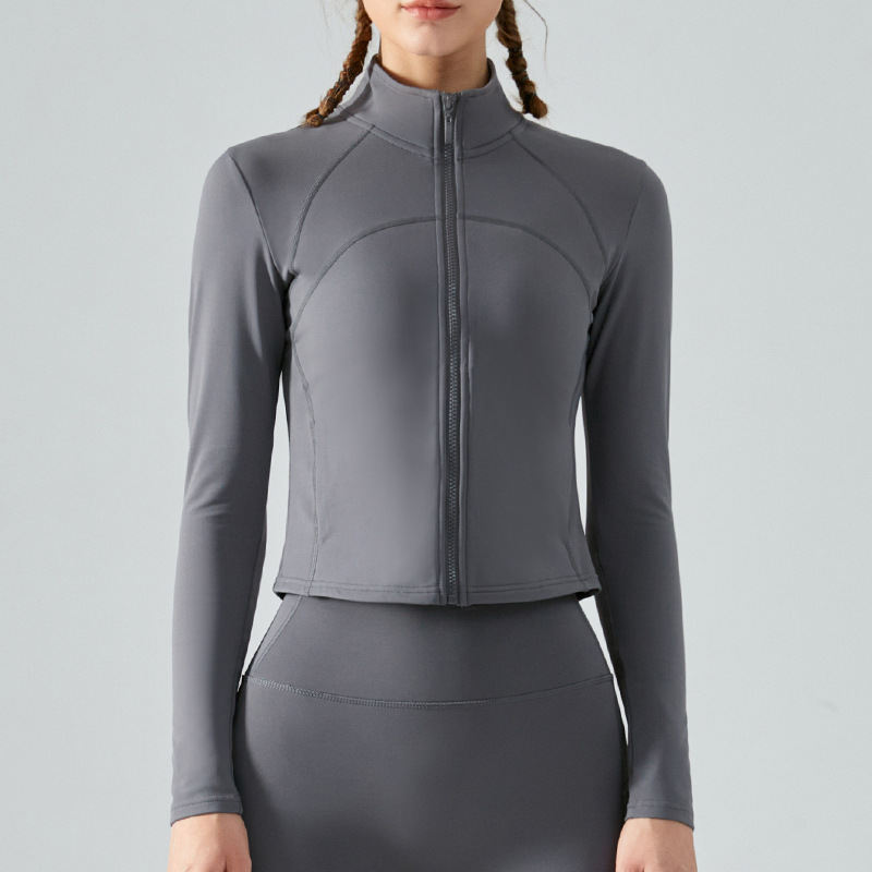 Women's Fashionable Warm Fleece-lined Yoga Clothes Coat Sports Zipper Top