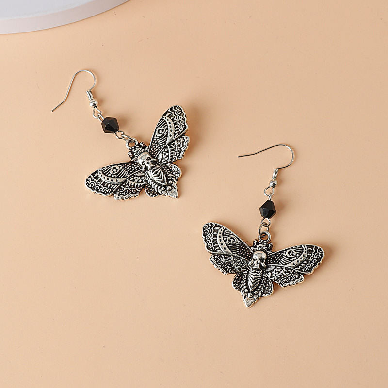 Silver Skull And Butterfly Earrings Personalized Hip-Hop Ear Accessories