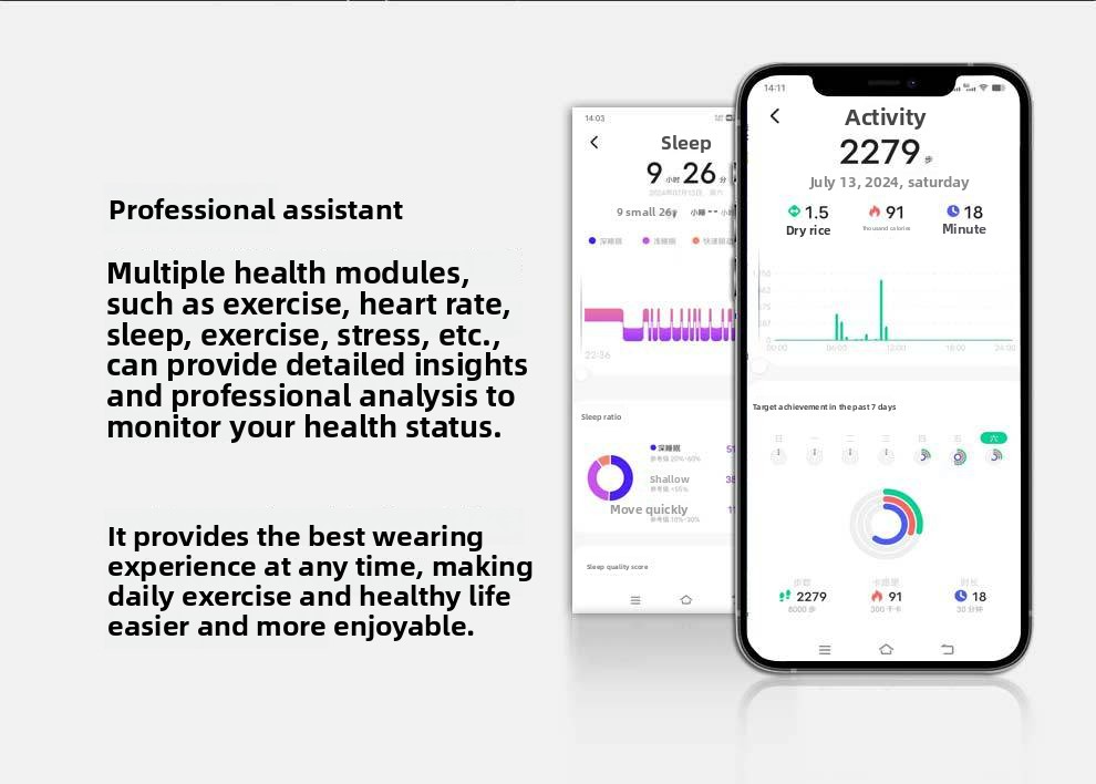 Smart Ring Heart Rate Blood Oxygen Sleep Monitor Step Counter & Female Cycle Tracker