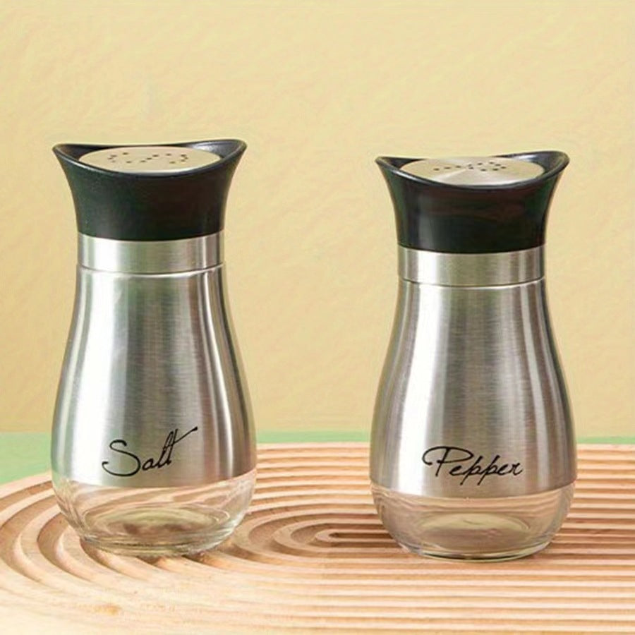 Salt And Pepper Shakers Set - Salt Containers For Gifts, Kitchen Decor, Home, RV, Camp, BBQ, 4 Oz Farmhouse Spice Dispenser With Glass Bottom, Set Of 2