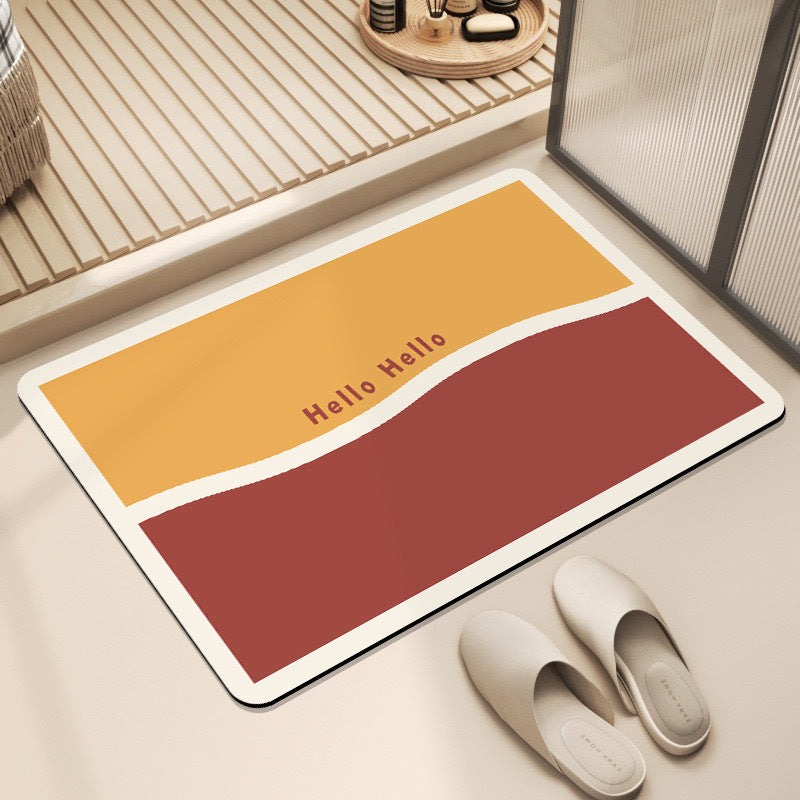 Modern Minimalist Color-block Diatomaceous Earth Bath Mat