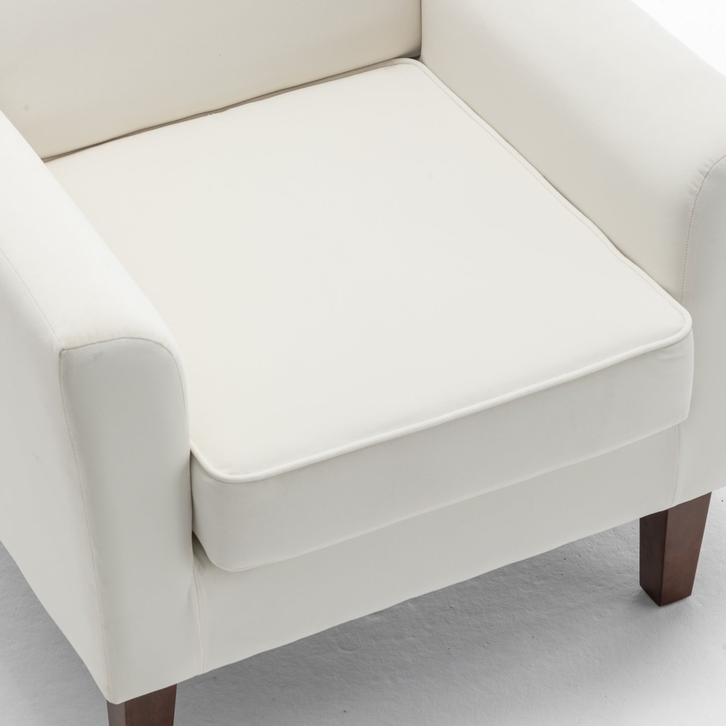 Patterned Polyester Blend Armchair, Solid Birch Wood Frame With Brown Tapered Legs, Foam Padded Accent Chair With Trim Detail For Living Room Office