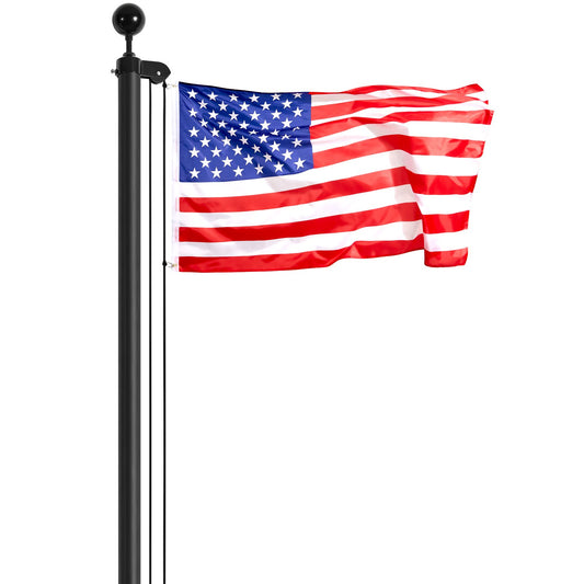 25FT Sectional Flag Pole Kit, Heavy Duty Aluminum Alloy In Ground Flag Poles For Outside, 3 Display Modes Flagpole With 3x5 American Flag, Professional Accessories, Black