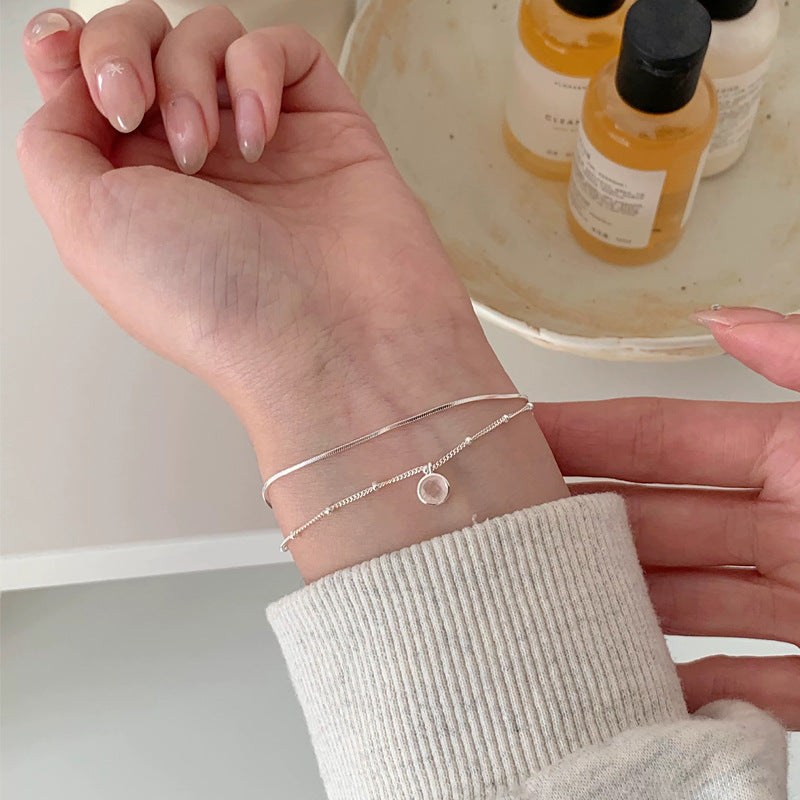 S925 Sterling Silver Double-layer Bracelet Korean-style Jewelr