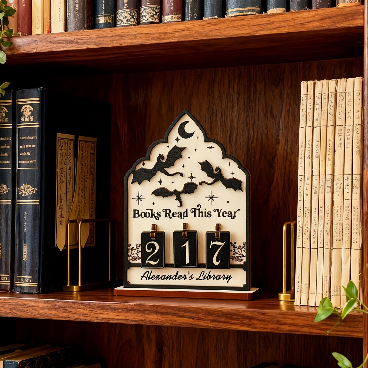 Wooden Reading Count Tracker For Book Lovers Desktop Decor Piece