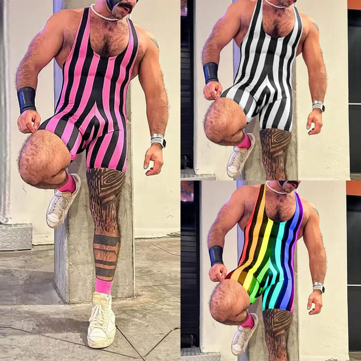 Mens Sports And Fitness Body-shaping Jumpsuit For Indoor Use