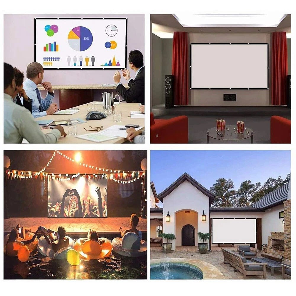 Outdoor Home 3D 4K HD Movie Cinema 150 Foldable Projector Screen 16 9 Portable