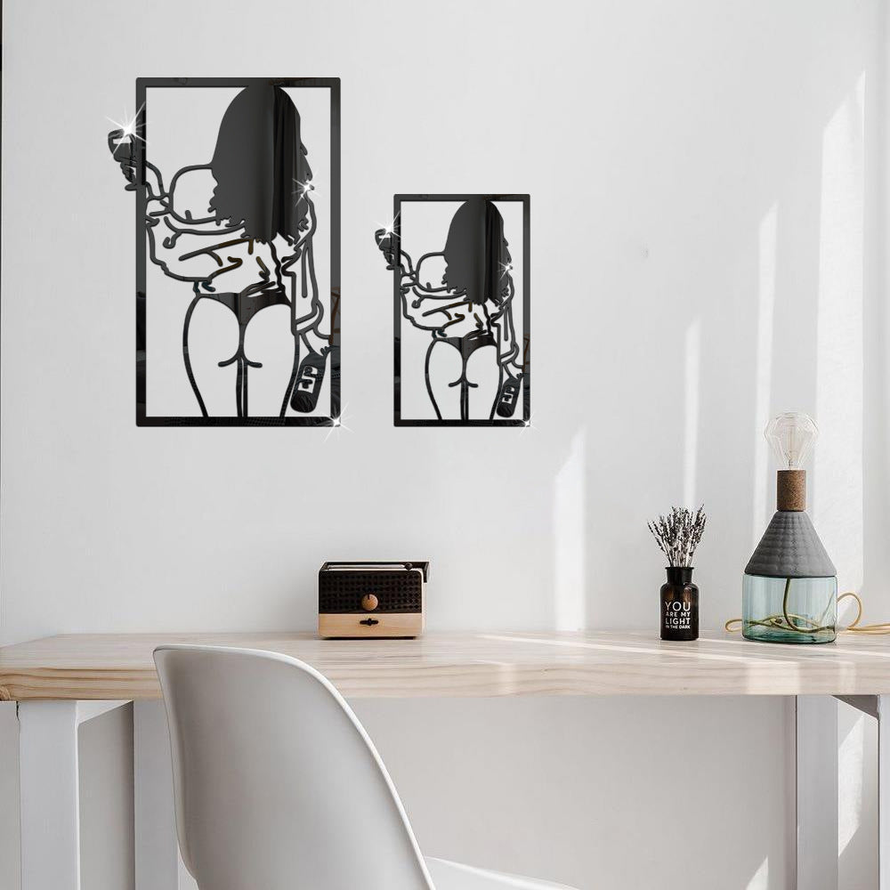 Acrylic Wall Stickers Line Beauty Back Silhouette Self-adhesive Background Wall Mural