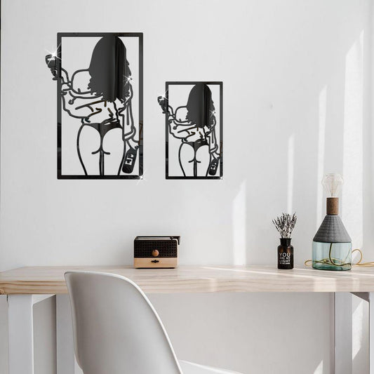 Acrylic Wall Stickers Line Beauty Back Silhouette Self-adhesive Background Wall Mural