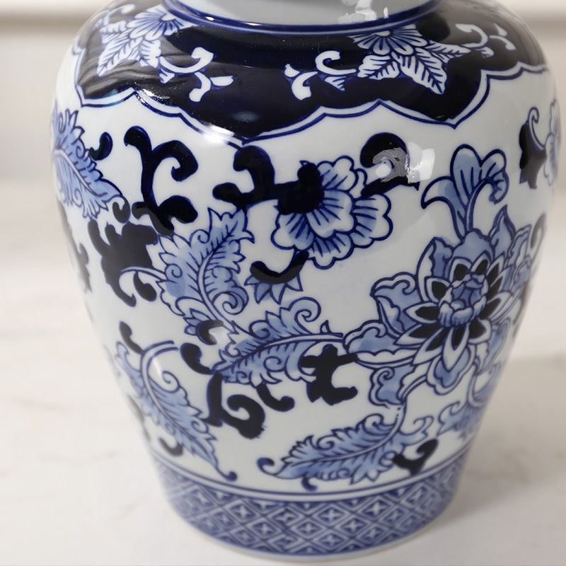Blue-and-White Porcelain Ceramic Storage Jar Tea Caddy Ornament