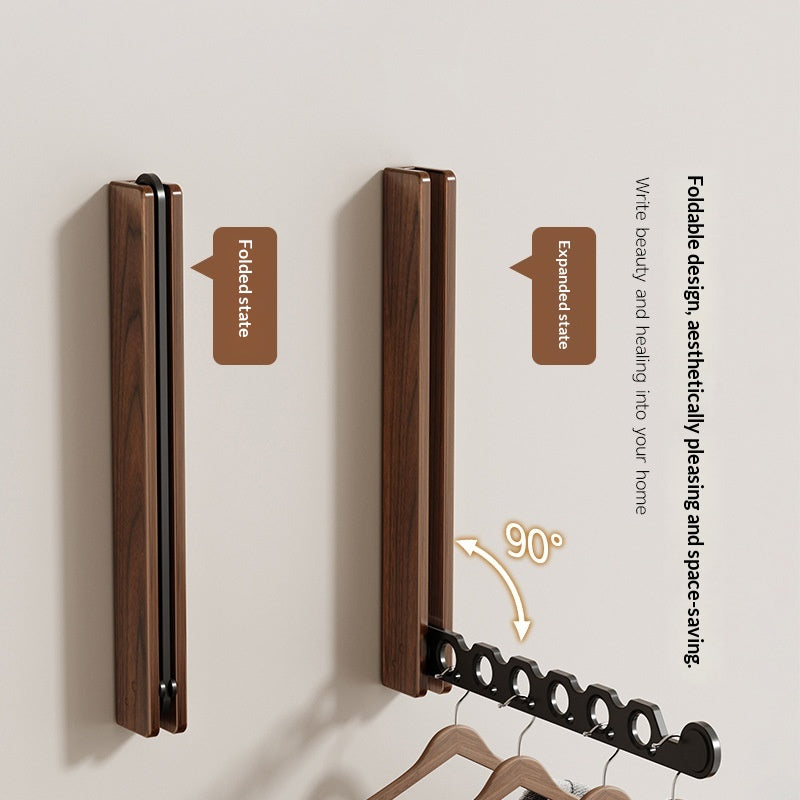 Walnut Folding Invisible Clothes Drying Rack For Balconies And Home Use