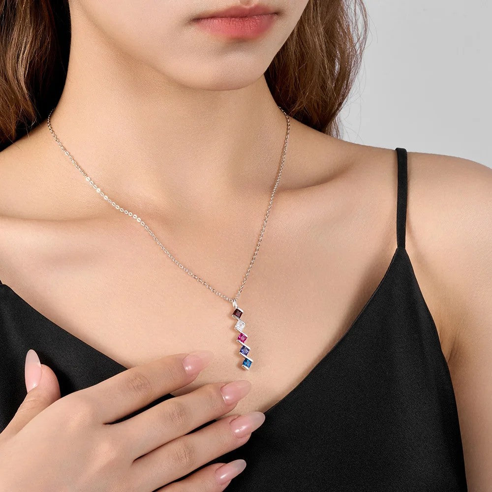 New Square Zircon 12 Birthday Stone Fashion Necklace