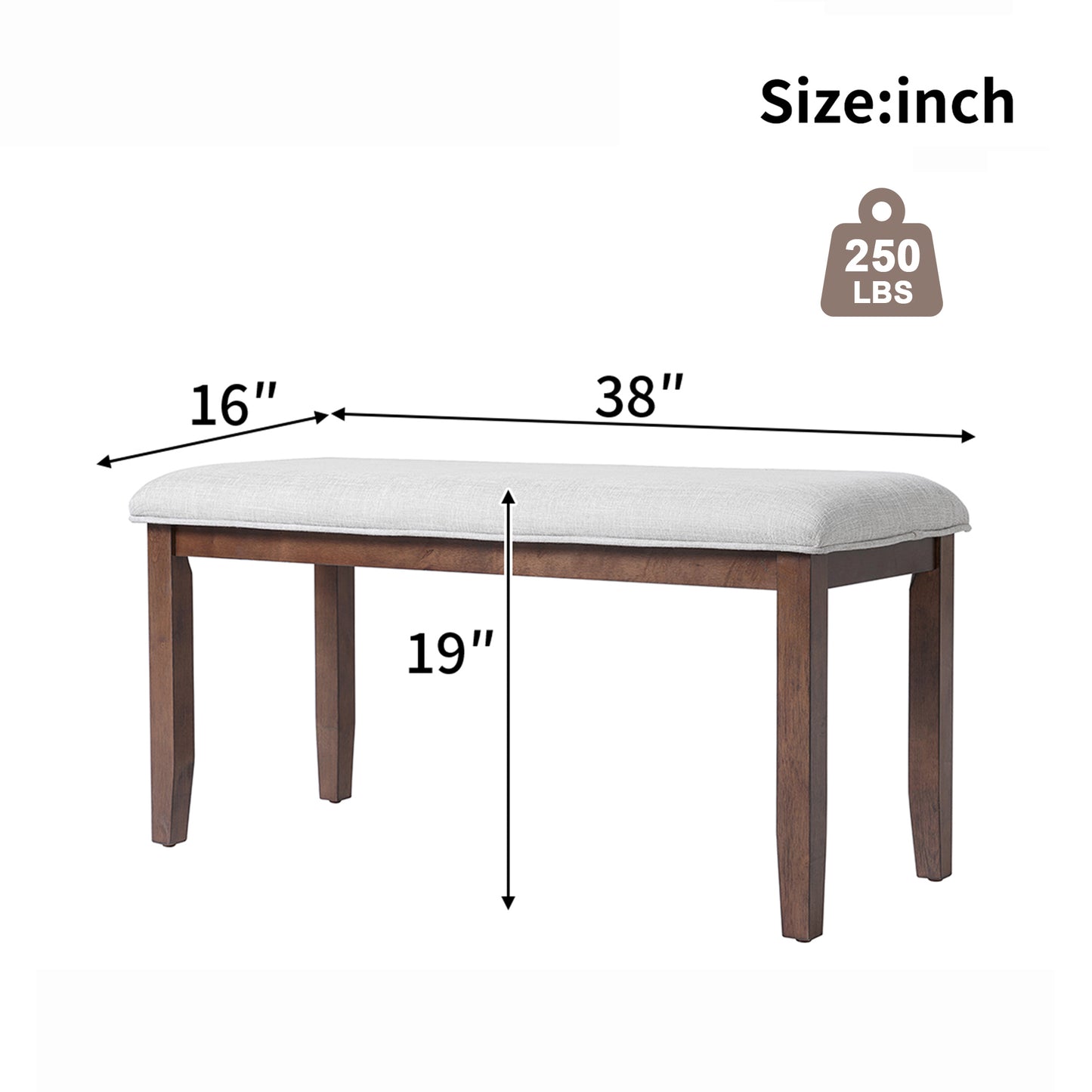 Upholstered Bench For Bedroom End Of Bed,38-inch Entryway Bench For Living Room,Dining Bench With Padded Seat And Solid Wood Leg For Kitchen Bedroom,Indoor And Hallway  Bench, Beige Cherry