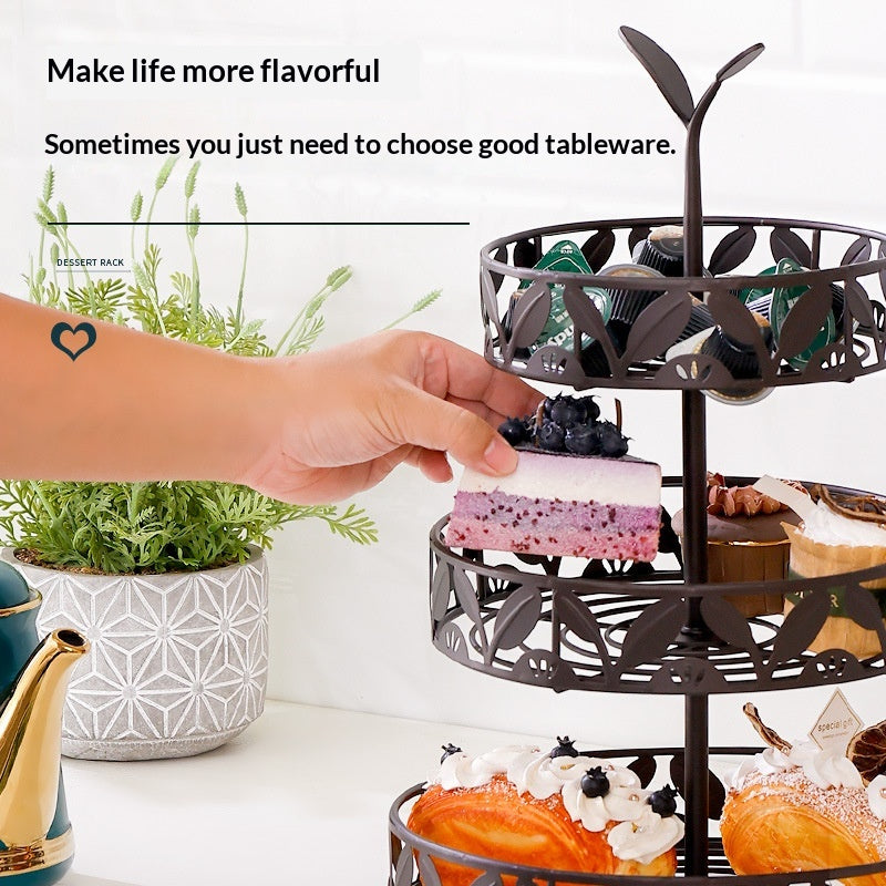 European-style Light Luxury Three-Tier Iron Fruit Tray For Dining Room And Home Dessert Display
