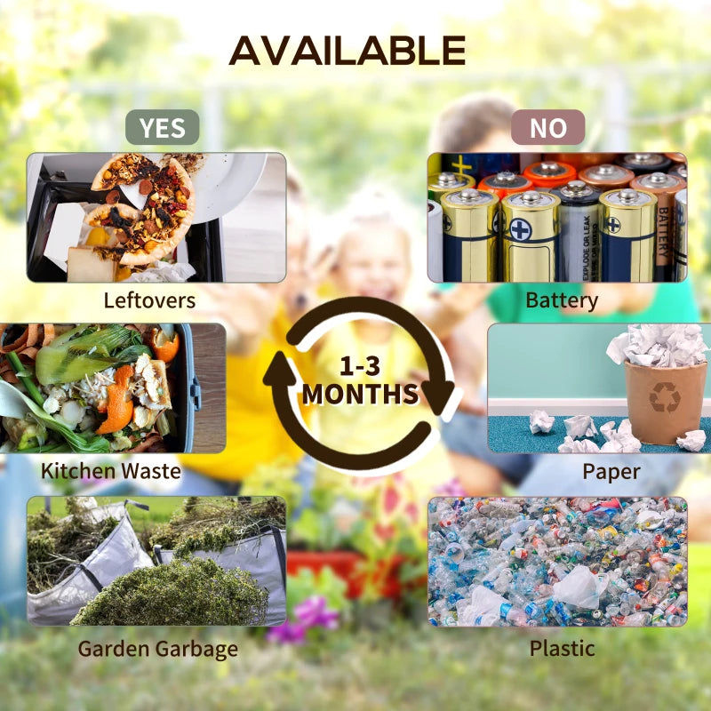 Dual Chamber Compost Tumbler Bin, Outdoor Tumbling Composter With 24 Ventilation Openings And Steel Legs, 34.5 Gallon