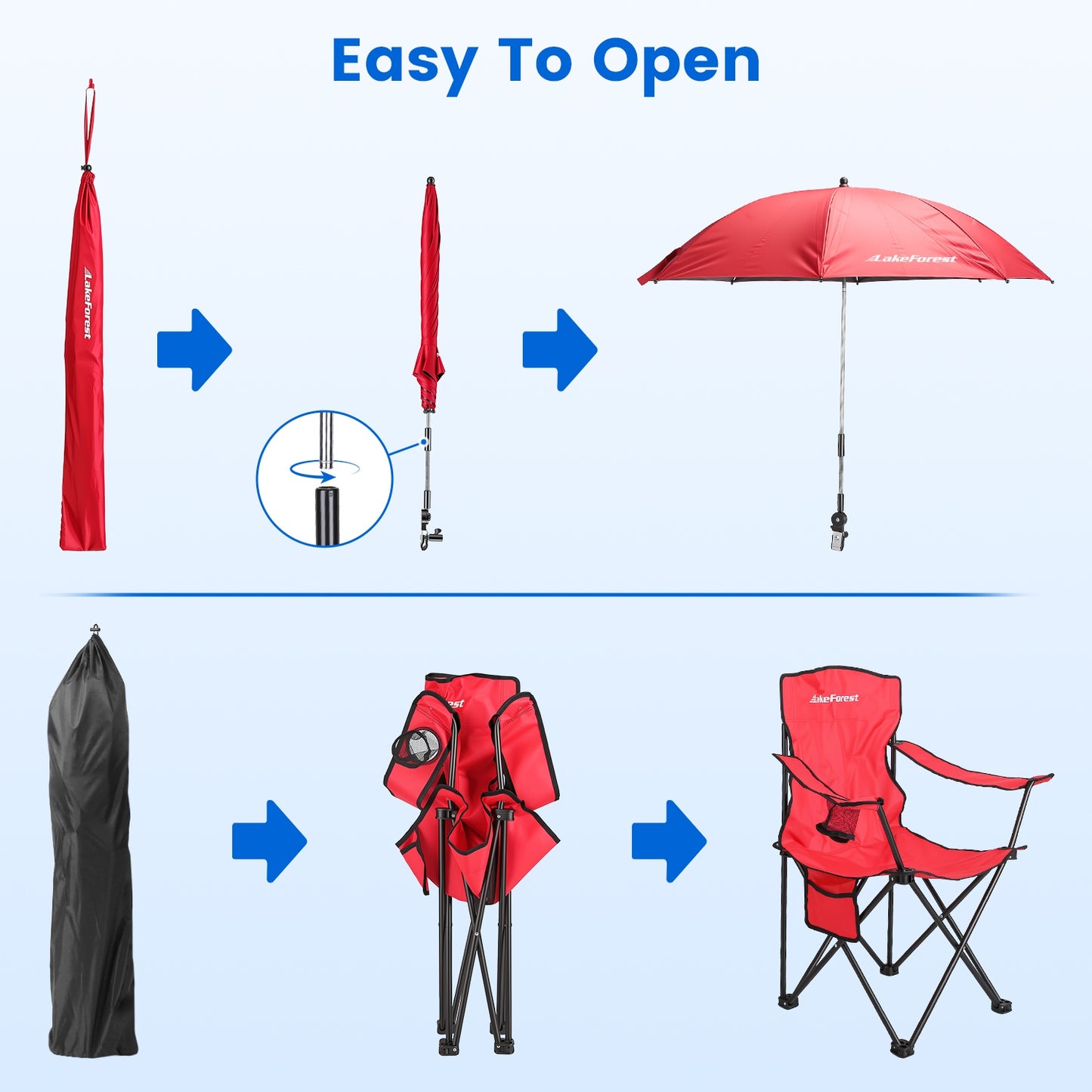 1Pc Camping Chair With Umbrella Lightweight Foldable Outdoor Chair With Cup Holder Detachable Sun Canopy Carrying Bag 330LBS Max Load For Beach Picnic Travel Concert Outdoor Activities