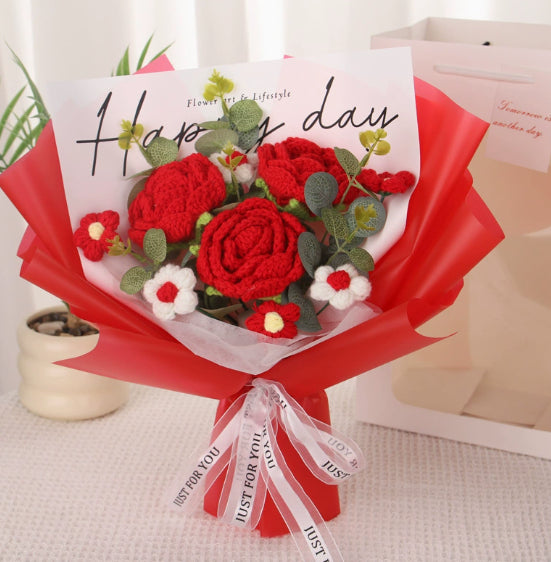 Finished Flower Bouquet Hand-woven Flowers, Woven Gift