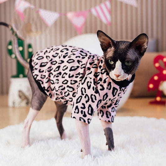 Sphynx Cat Cotton  Leopard Shirt Fashion Clothes