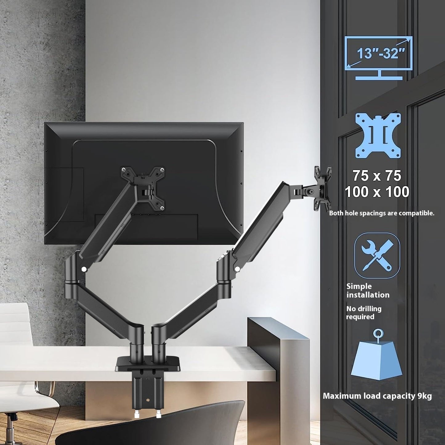 32-inch Computer Monitor Punch Free Rack Mechanical Arm