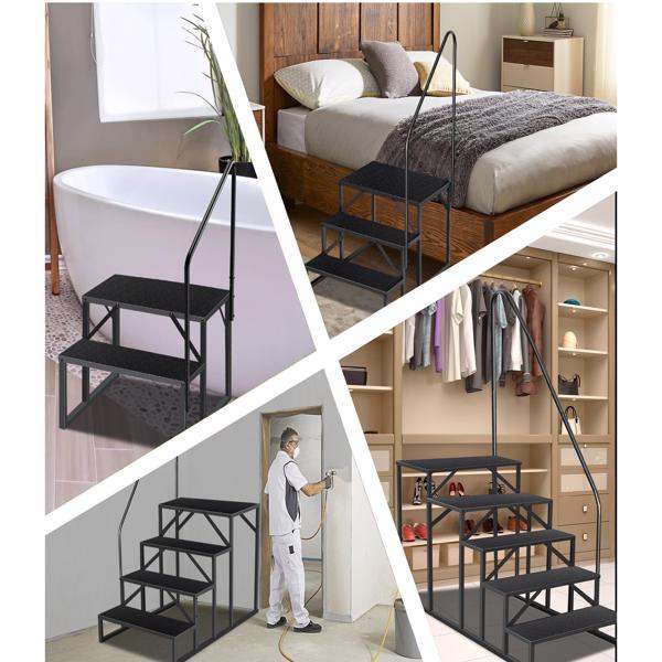 6 Step Ladder With Handrail, Swimming Pool Ladder Above Ground, 660 Lb Load Capacity RV Steps With Anti-Slip Panel, Mobile Home Stairs For Reaching And Getting High