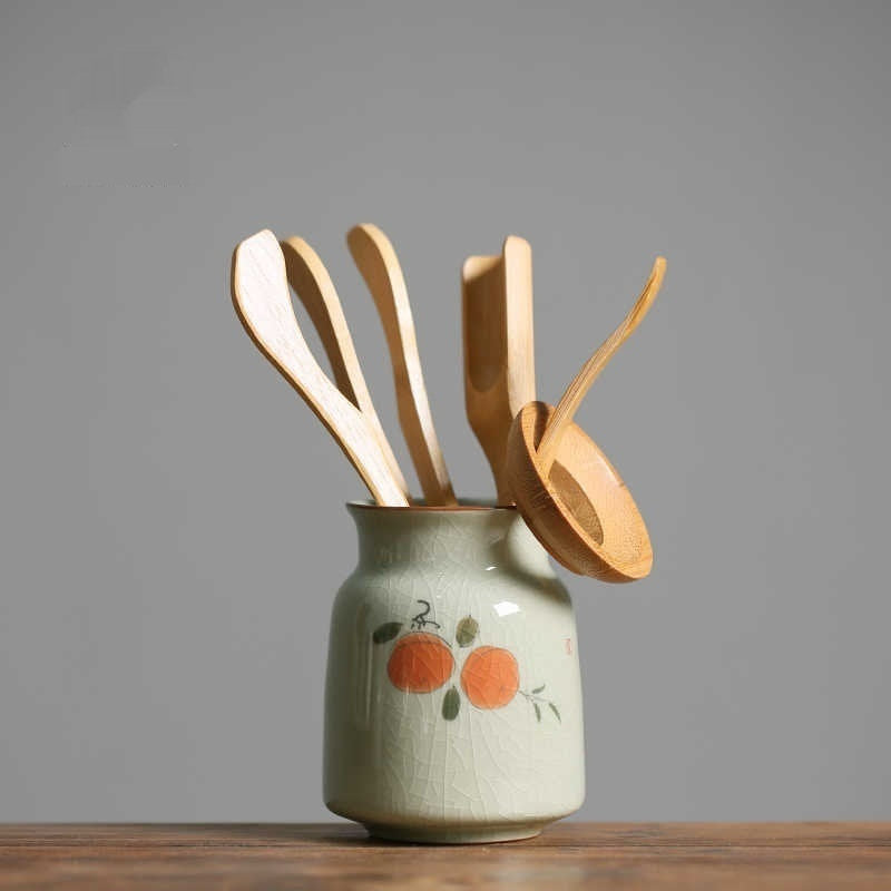 Hand Painted Persimmon Six Gentlemen Celadon Underglaze Tea Ceremony Tea Culture Accessories