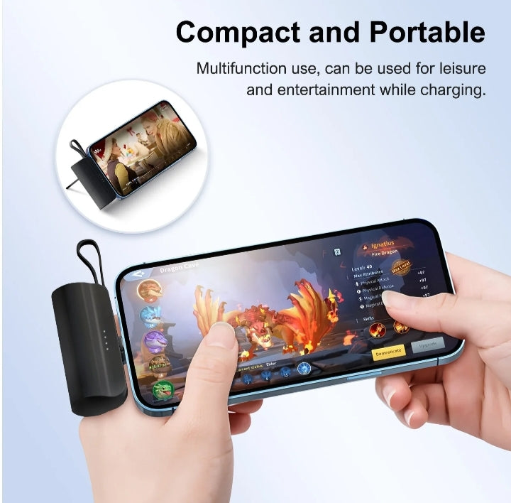 Mini Portable Power Bank Capsule Fast Charging Pocket Size Emergency Battery