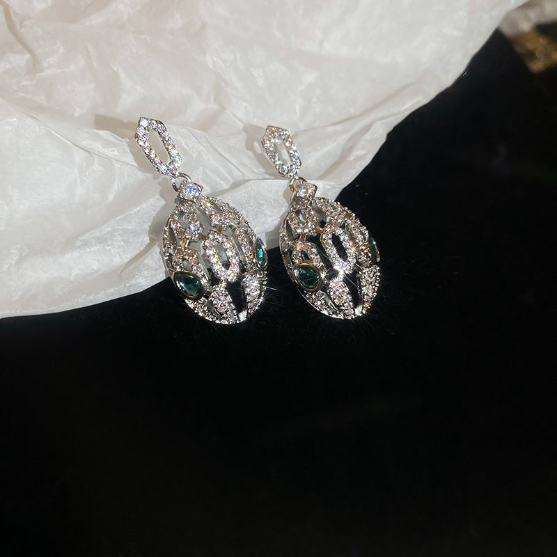 Silver Needle Zirconia Tassel Drop Earrings Women Light Luxury Exaggerated Fringe Statement Gift