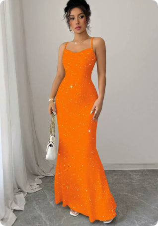 Chic Body-hugging Sexy Backless Sequin Slip Dress