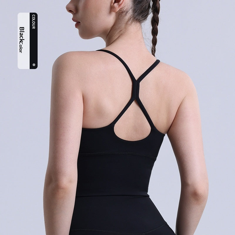 Yoga Tank Top Sports Crisscross Back Design Tummy-control Underwear Fitness Camisole