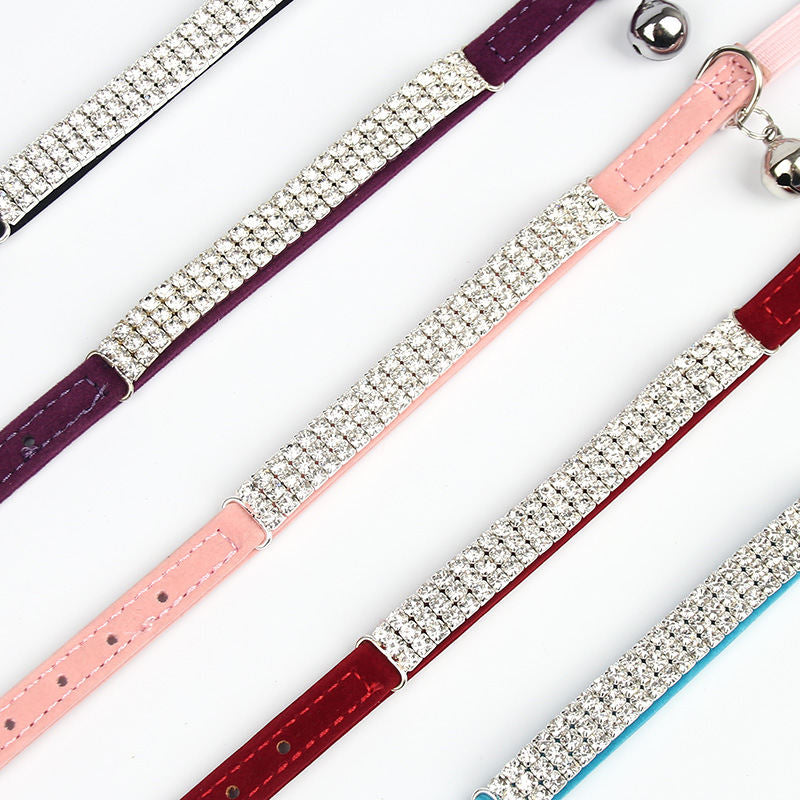 Pet Supplies Rhinestone Suede Cat Collar