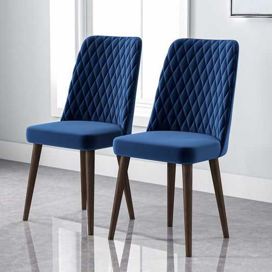 Best Selling Katie Mid-Century Modern Velvet Dining Chair   Set  Of 2  - Blue, Solid Wood, 20x18x36 Inches Table Chairs For Living Room Bedroom Outdoor Lounge