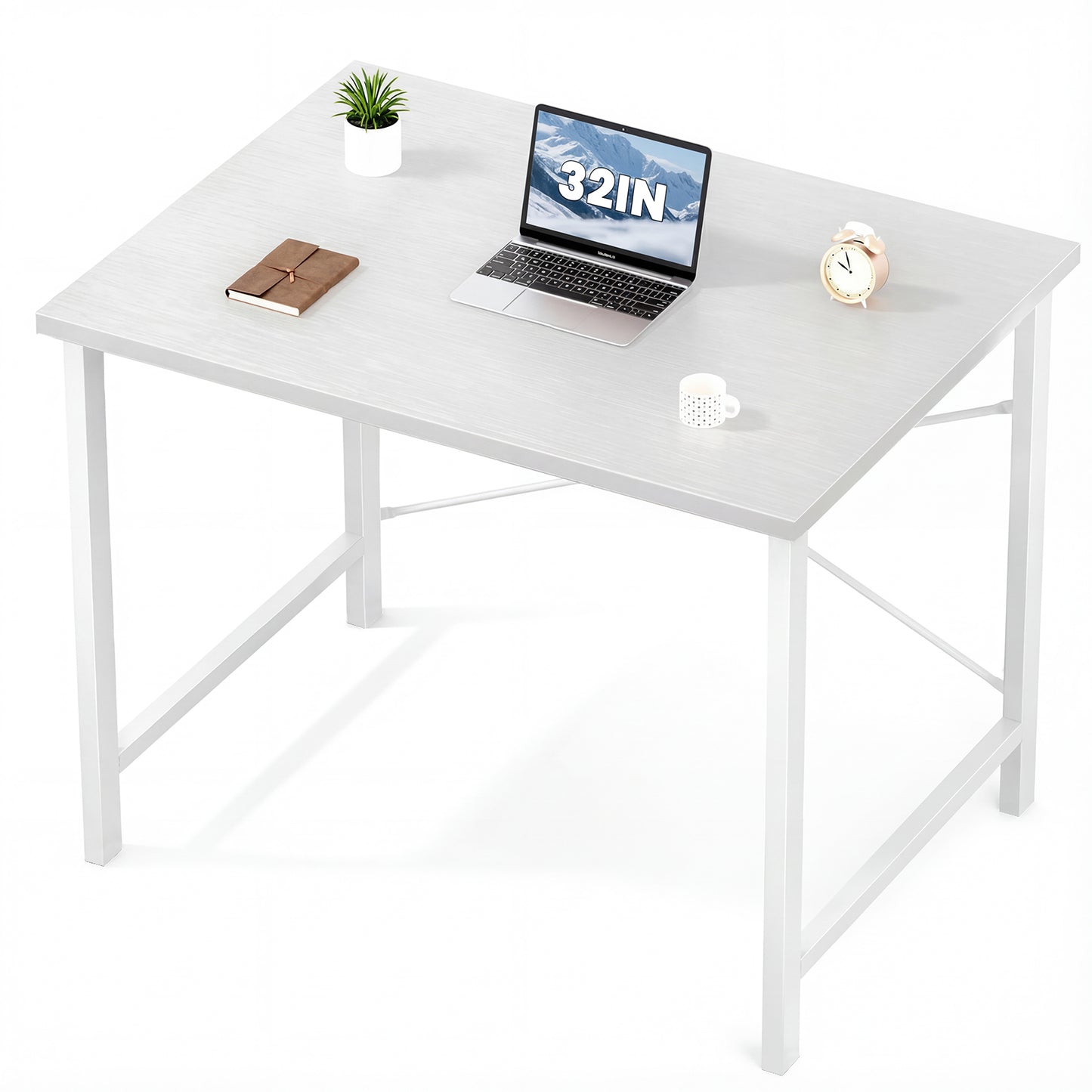 Computer Desk For Home Office, Modern Study Work Table Simple Style For Bedroom, Writing Desks With X-Shaped Reinforcement, Rust