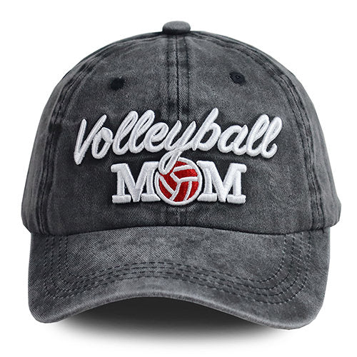 Volleyball Mom Embroidered Baseball Cap, Vintage Washed Cotton Hat For Women Volleyball Lover Mom Gift